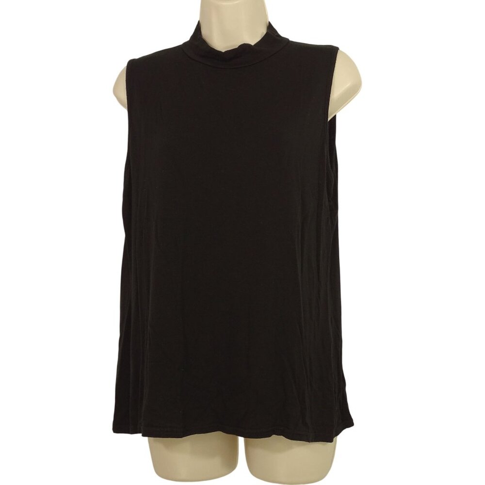 Boohoo Sleeveless Black Mock Neck Top Women Size 14